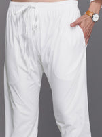 Thumbnail for Manyavar Men White Solid Kurta with Pyjamas - Distacart