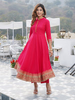 Thumbnail for Kalini Mandarin Collar Floral Printed Kurta with Trousers & With Dupatta - Distacart