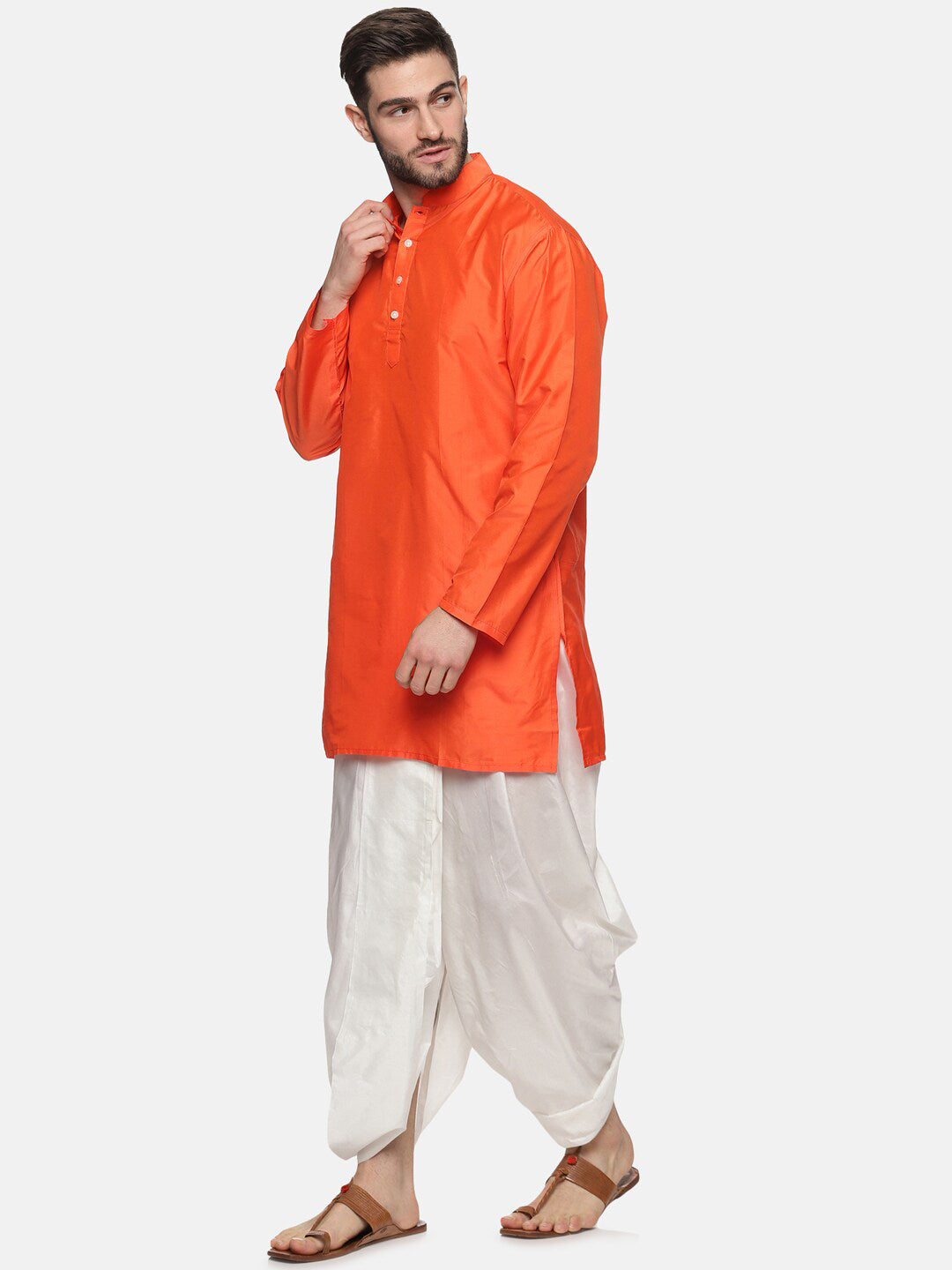 Sethukrishna Men Orange Kurta with Dhoti Pants - Distacart