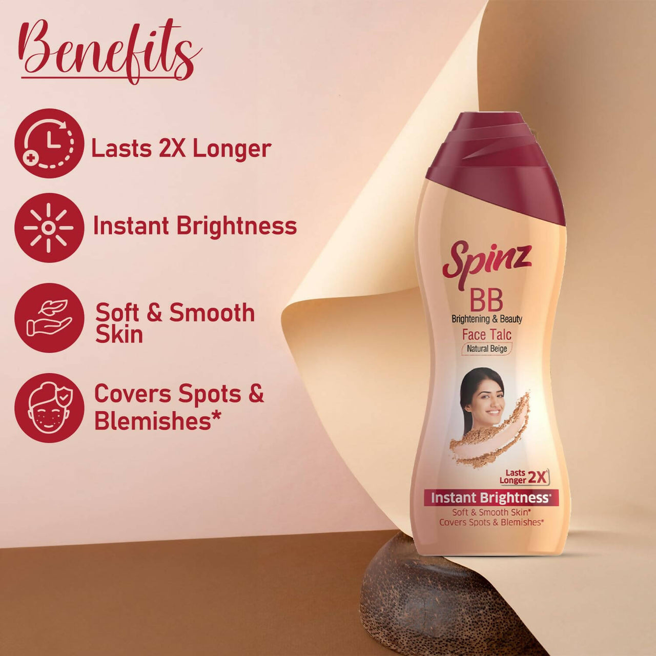 Spinz BB Brightening & Beauty Face Talc - Natural Beige - Distacart