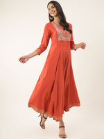 Thumbnail for Khushal K Ethnic Motifs Yoke Design Sequinned Anarkali Kurta with Palazzos & Dupatta - Distacart
