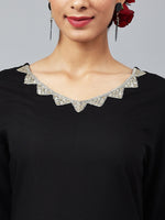 Thumbnail for Khushal K Women Black Sequinned Kurta with Trousers & With Dupatta - Distacart