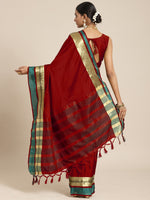 Thumbnail for Saree Mall Maroon & Gold-Toned Zari Silk Blend Uppada Sarees - Distacart