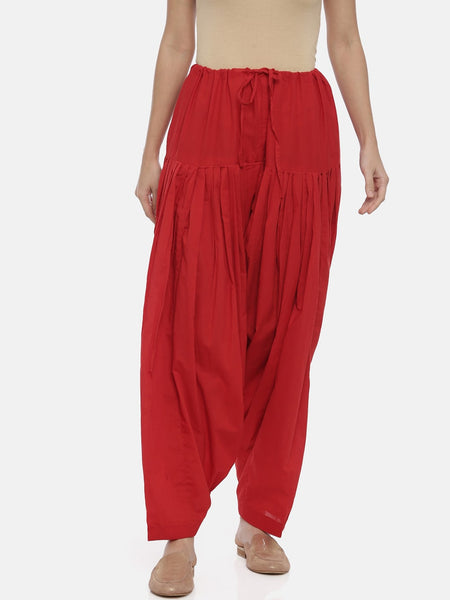Souchii Red Solid Regular-Fit High-Rise Patiala - Distacart