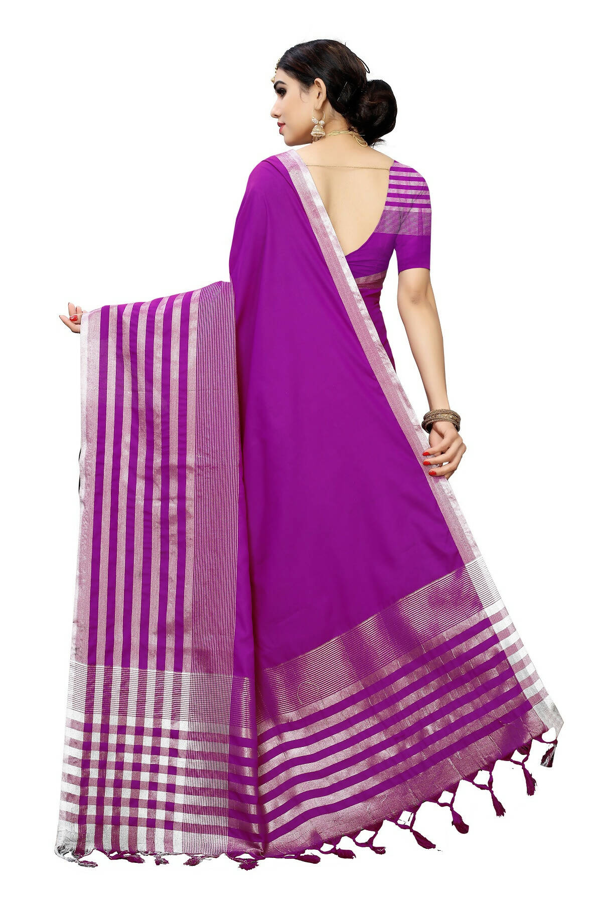 Vamika Purple Cotton Silk Weaving Saree (Twitter Purple) - Distacart