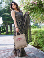 Thumbnail for Kalini Women Navy Blue & Beige Floral Saree - Distacart