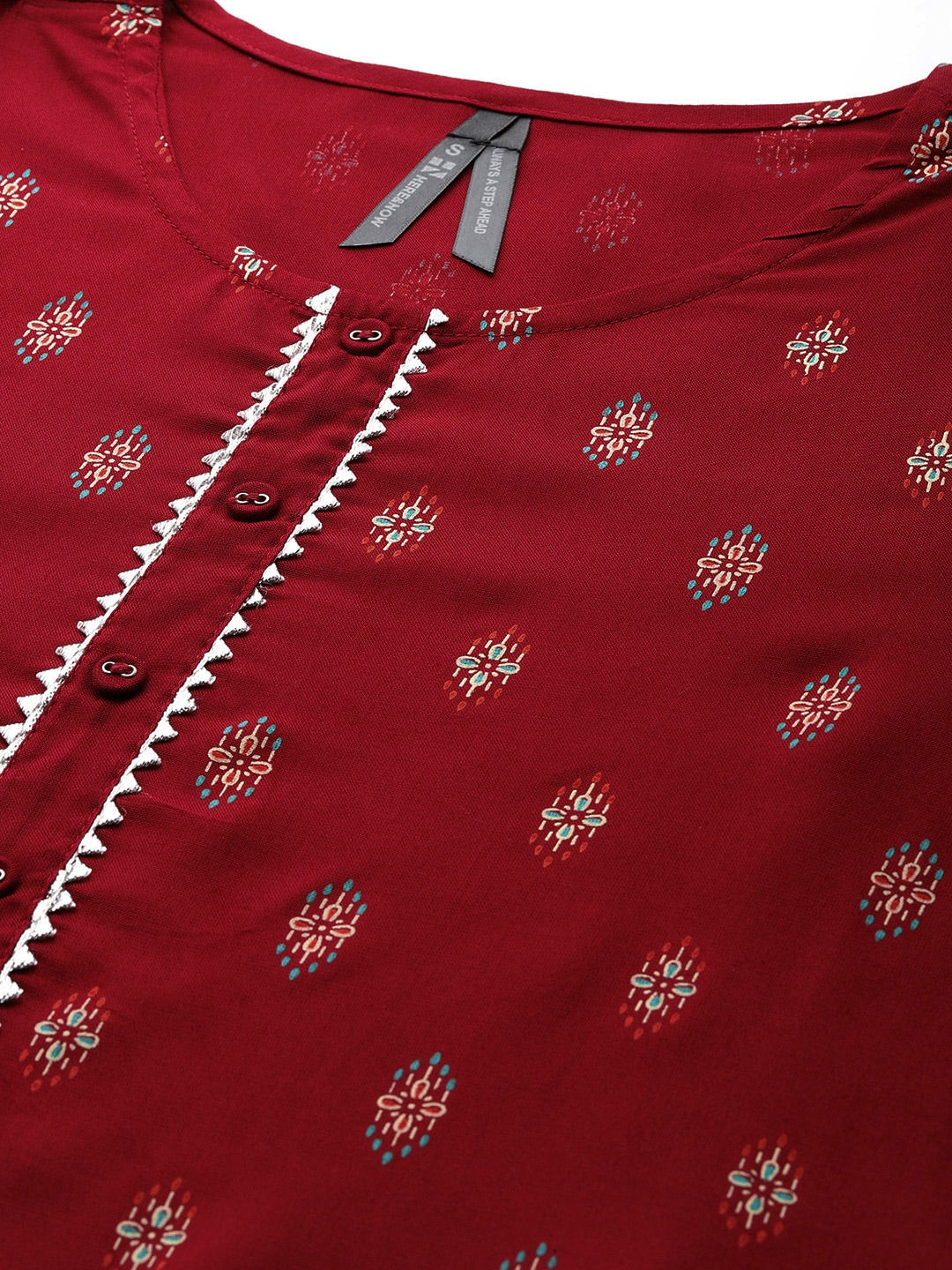 HERE&NOW Women Maroon Ethnic Motifs Printed Regular Kurta with Palazzos - Distacart