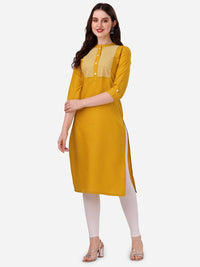 Thumbnail for HERE&NOW Yoke Design Mandarin Collar Thread Work Cotton Kurta - Distacart
