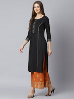 Thumbnail for Khushal K Women Black Woven Design Kurta with Palazzos & Dupatta - Distacart