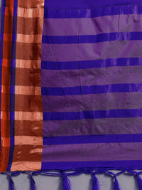 Thumbnail for Saree Mall Blue & Copper-Toned Zari Silk Blend Uppada Sarees - Distacart