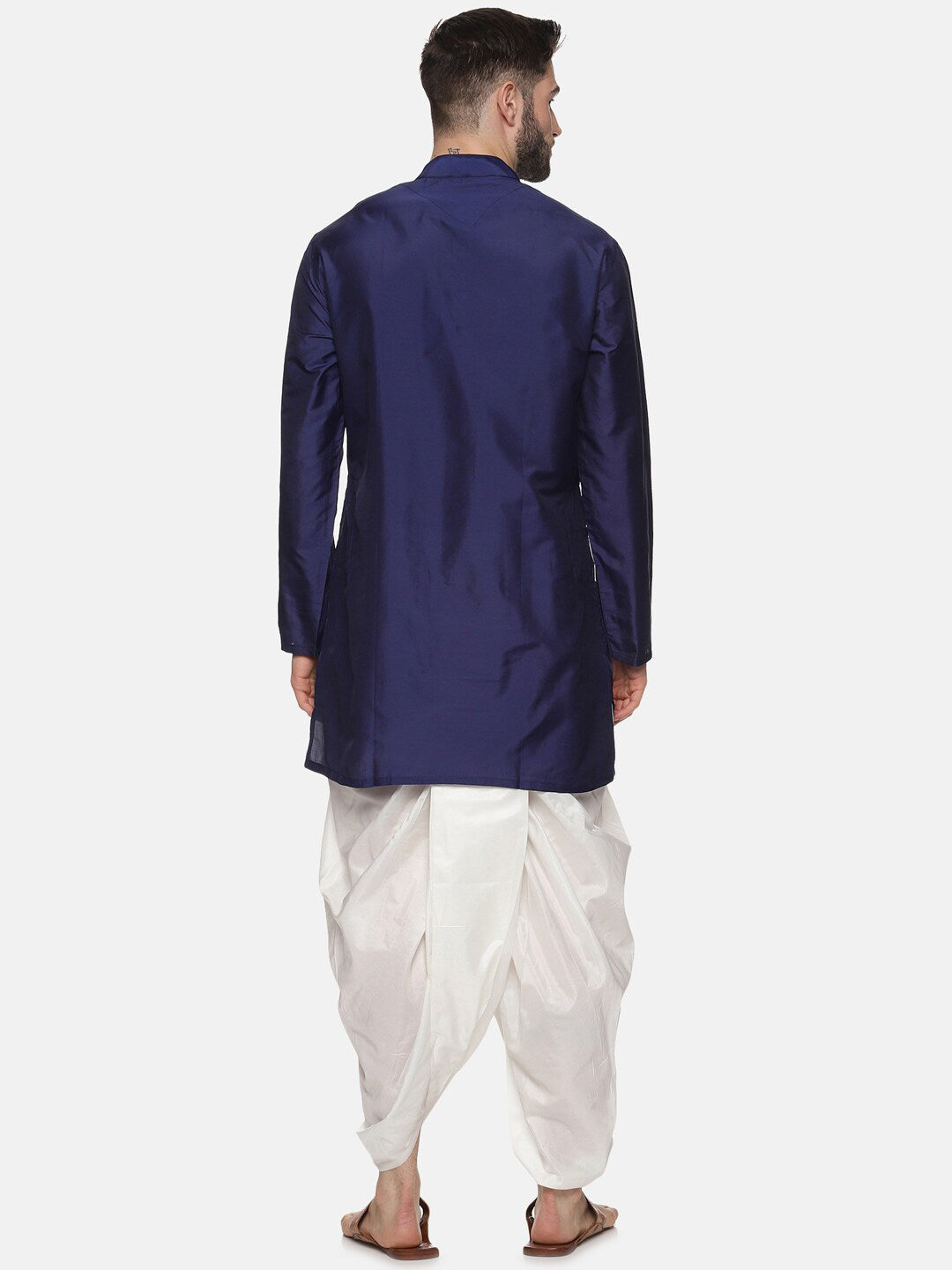 Sethukrishna Men Navy Blue Kurta with Dhoti Pants - Distacart