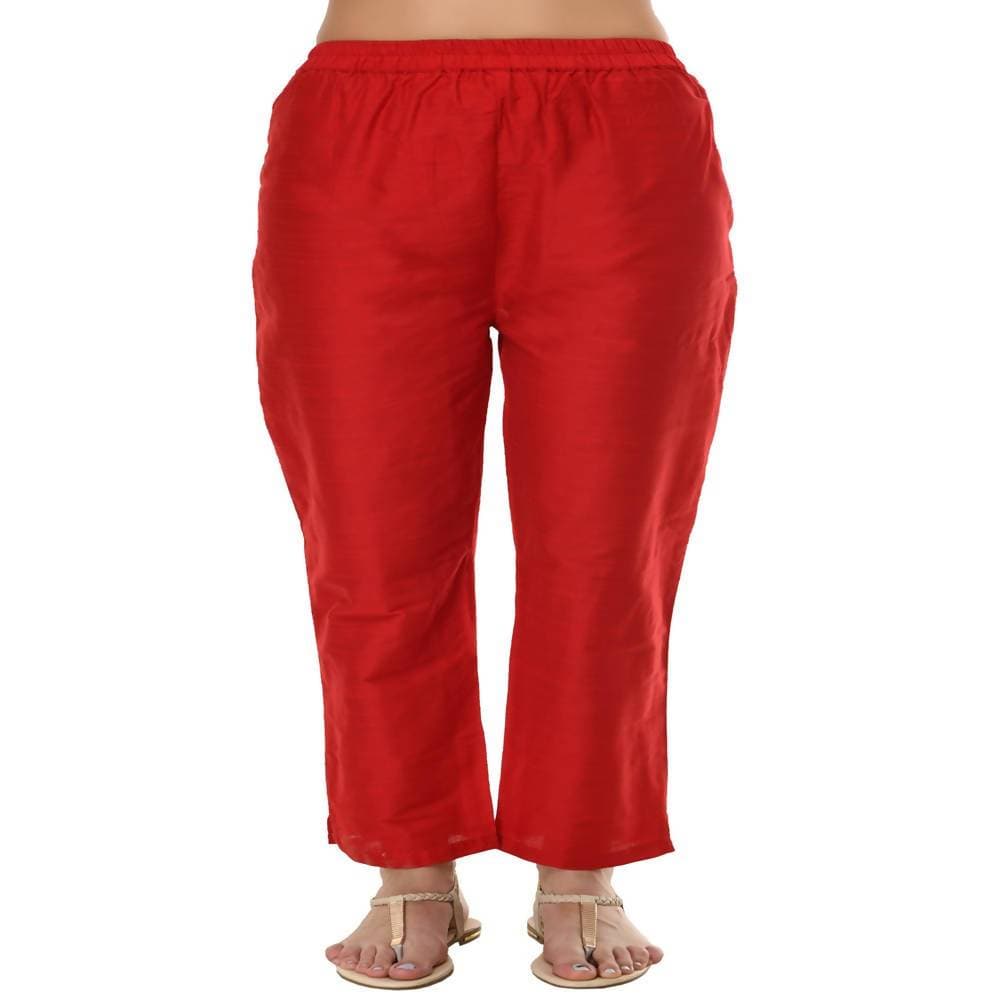 Lagi Women's Red Poly silk Straight Embroidred Kurta & Pant (RO116B)