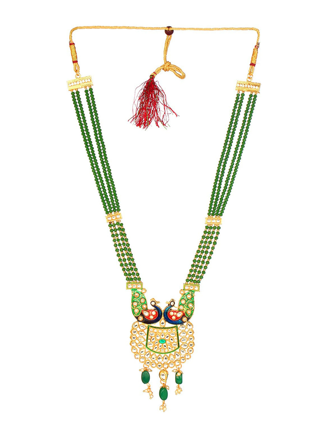 Cardinal Gold-Plated Green Studded Jewellery Set - Distacart