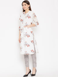 Thumbnail for Biba Women Off-White & Red Printed Kurta with Trousers - Distacart