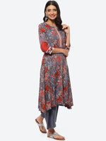 Thumbnail for Biba Notch Neck Floral Printed Straight Kurta With Palazzos & Dupatta - Distacart
