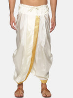 Thumbnail for Sethukrishna Men Cream & Golden Solid Dhoti - Distacart