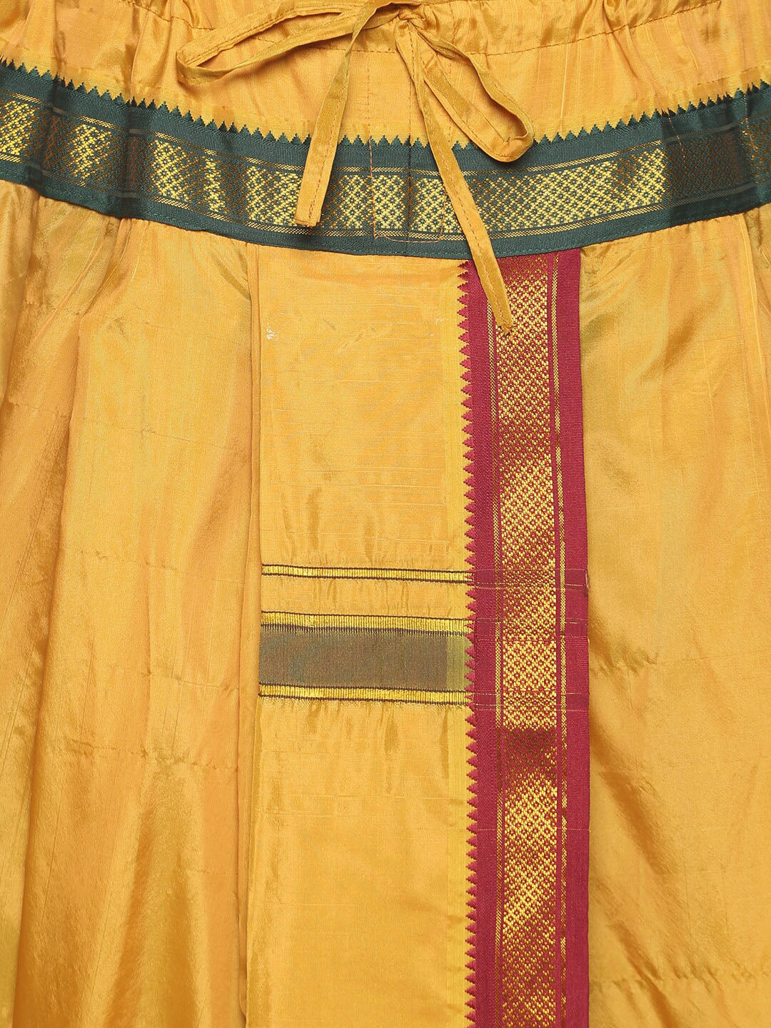 Sethukrishna Men Mustard-Yellow & Red Solid Readymade Dhoti - Distacart