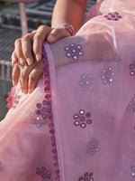 Thumbnail for Tikhi Imli Floral Mirror Work Organza Saree - Distacart