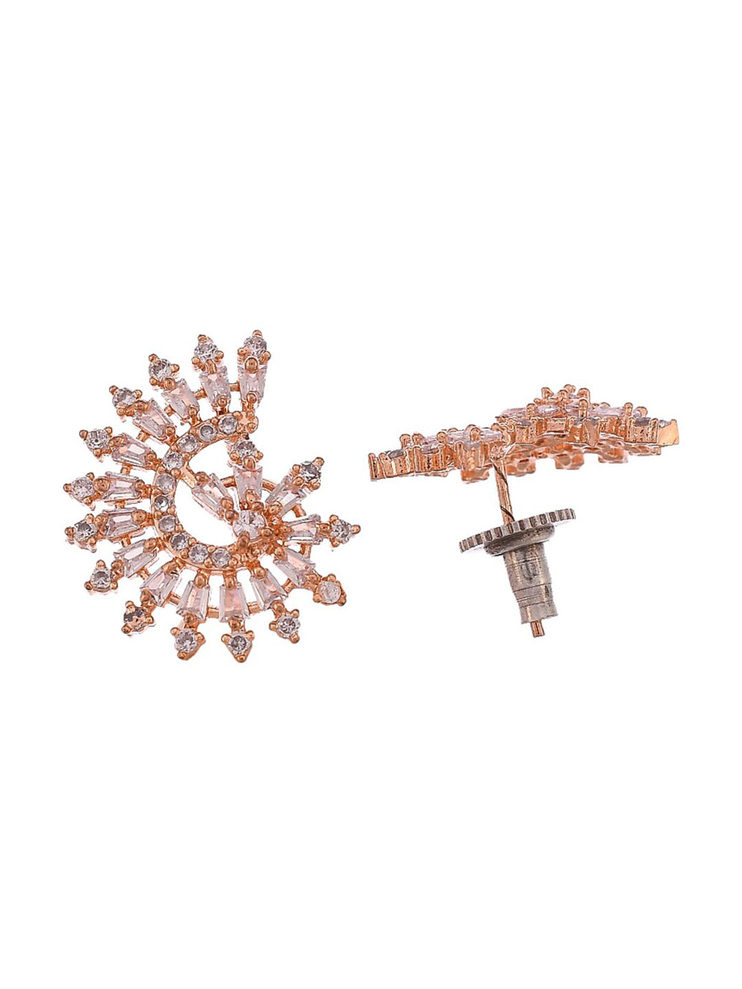 Shoshaa Rose Gold Contemporary Studs Earrings - Distacart