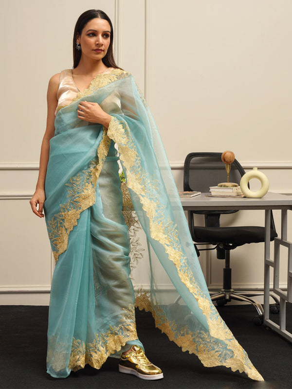 Tikhi Imli Embroidered Organza Heavy Work Saree - Distacart