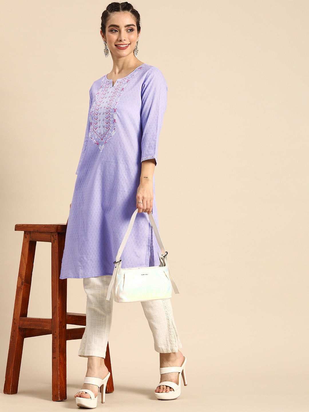 Sangria Women Lavender Yoke Design Kurta - Distacart
