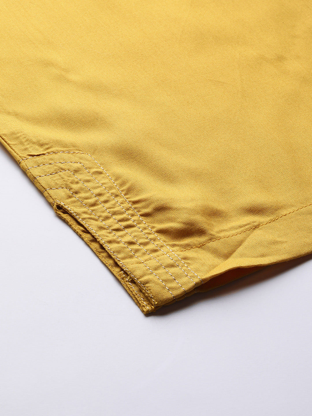 Biba Women Mustard & Golden Striped Kurta with Trousers - Distacart