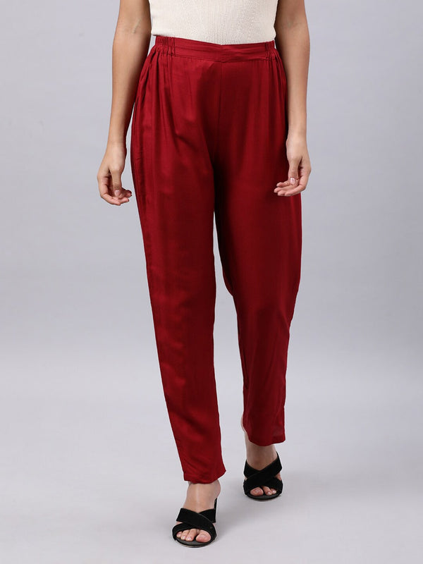 Souchii Women Maroon Liva Ethnic Palazzos - Distacart