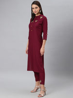 Thumbnail for Khushal K Women Ethnic Motifs Embroidered Kurta with Trousers - Distacart