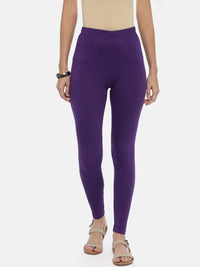 Thumbnail for Souchii Violet Solid Slim-Fit Ankle-Length Leggings - Distacart