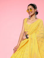 Thumbnail for Mitera Embellished Mirror Work Pure Georgette Saree - Distacart