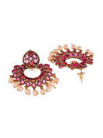Thumbnail for Shoshaa Magenta Gold-Plated Contemporary Drop Earrings - Distacart