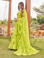 Thumbnail for Tikhi Imli Printed Ruffle Saree With Mirror Embroidered Work Blouse - Distacart