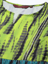 Thumbnail for Sangria Women Green Dyed Tiered Kurta with Palazzos - Distacart