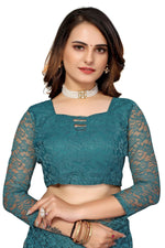 Thumbnail for Vamika Rama Green Pearls Net Saree - Distacart