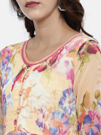 Thumbnail for Souchii Multicoloured Floral Print Fit and Flare Dress - Distacart