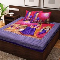 Thumbnail for Vamika Printed Beautiful Design Cotton Blue Bedsheet With Pillow Covers
