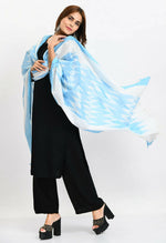 Thumbnail for Mominos Fashion Moeza Women's Handloom Cotton Ikkat Sky Blue Dupatta - Distacart