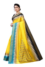 Thumbnail for Vamika Yellow & Black Linen Jari Border Saree (GUNJAN YELLOW) - Distacart