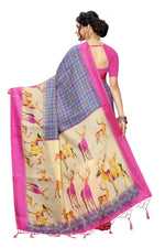 Thumbnail for Vamika Multicolor & Pink Kalamkari With Jhalar Khadi Silk Saree