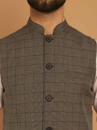 Thumbnail for Even Apparels Nehru Jacket With Welt Pockets - Grey - Distacart