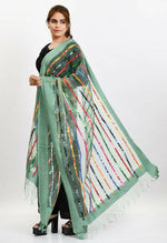 Thumbnail for Mominos Fashion Moeza Women's Orgenza Multi Thread Mirror Work Pista Green Dupatta - Distacart