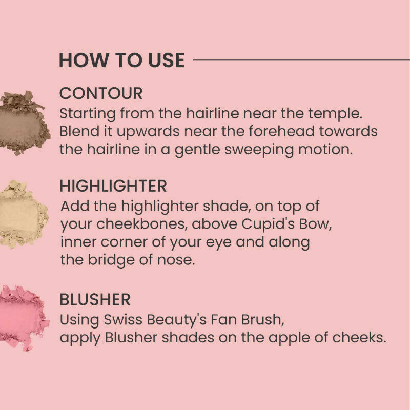 Swiss Beauty Cheek-A-Boo 3 In 1 Blusher Contour & Highlighter - 2 - Distacart