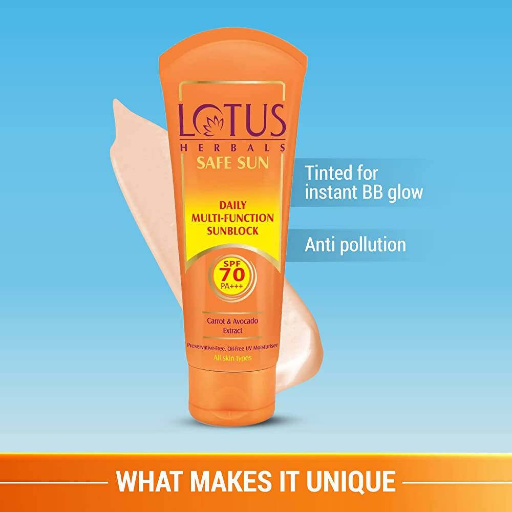 Lotus Herbals Safe Sun Daily Multi-Function Sunblock Sunscreen SPF 70 - Distacart