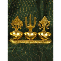 Thumbnail for Spillbox Gold-Toned Brass Namah 3 Kuber Diya Pooja Essential - Distacart