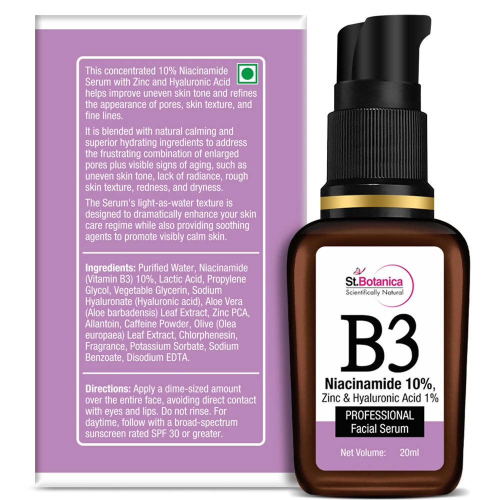 St.Botanica B3 Niacinamide, Zinc & Hyaluronic Acid Professional Facial Serum