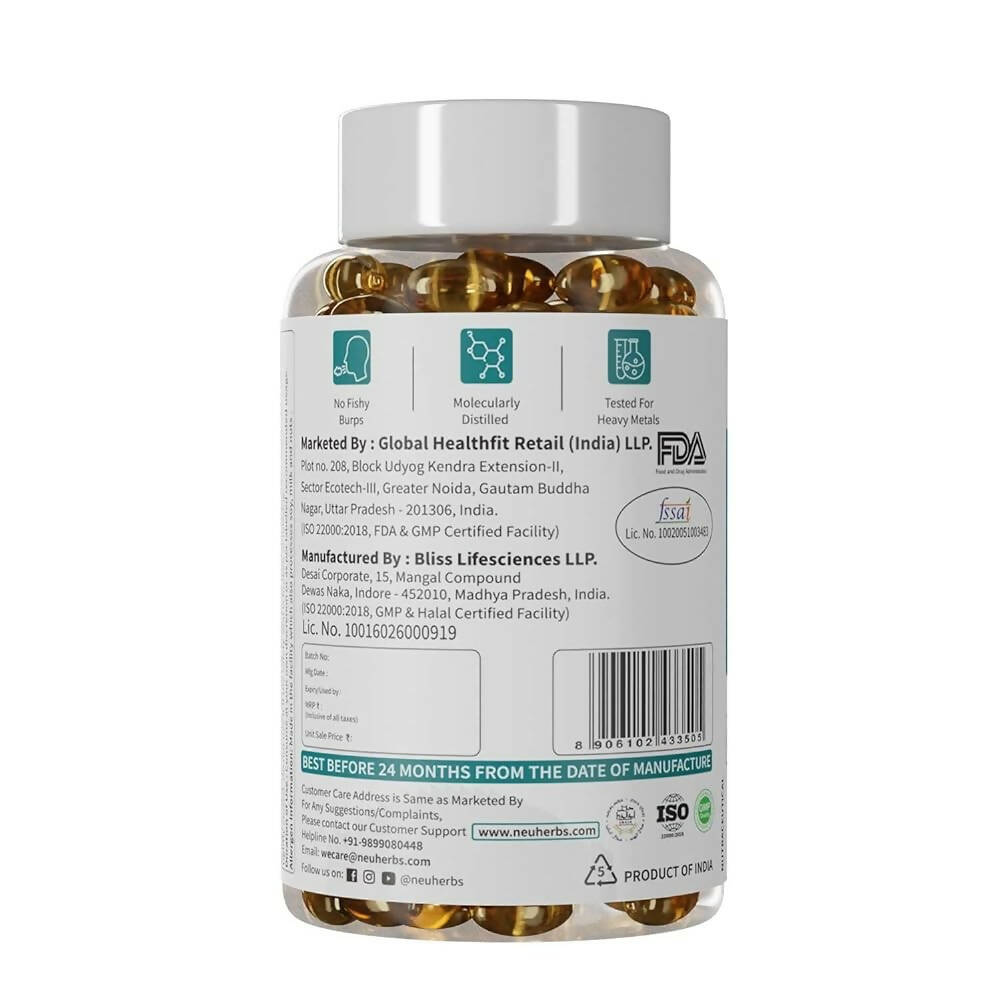 Neuherbs Mini Deep Sea Omega 3 Fish Oil 1000 mg Soft Gels - Lemon Flavor - Distacart