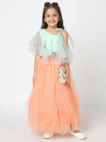 Thumbnail for Lil Drama Girls Choli With Ghaghra Set - Peach - Distacart