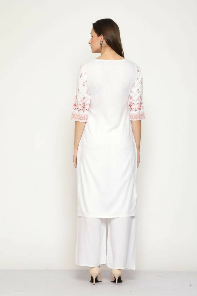 Maai Rayon Hand Printed Kurta Off-White - Distacart