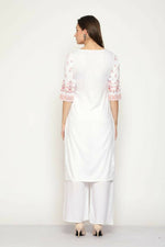 Thumbnail for Maai Rayon Hand Printed Kurta Off-White - Distacart