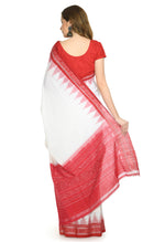 Thumbnail for Vamika Sambalpuri Ikat Cotton Plane Kumbha White & Red Saree - Distacart